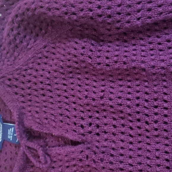 Abercrombie deep cranberry wine open weave knit sweater split neck Size Large - Picture 3 of 7